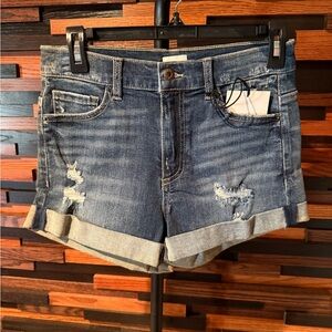 Sneak Peek Blue Jean Shorts Distressed Cuffed Hem NWT - Small